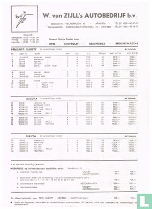 Opel prijslijst 1973