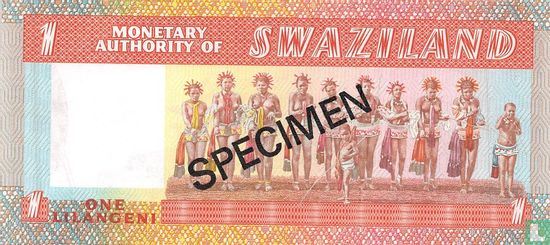 Swaziland 1 Lilangeni Specimen - Afbeelding 2