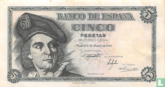 Spanje 5 pesetas - Afbeelding 1