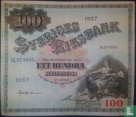 Zweden 100 Kronor 1957 - Afbeelding 1