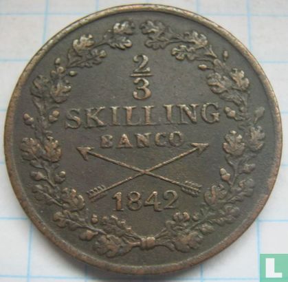 Zweden 2/3 skilling banco 1842 - Afbeelding 1