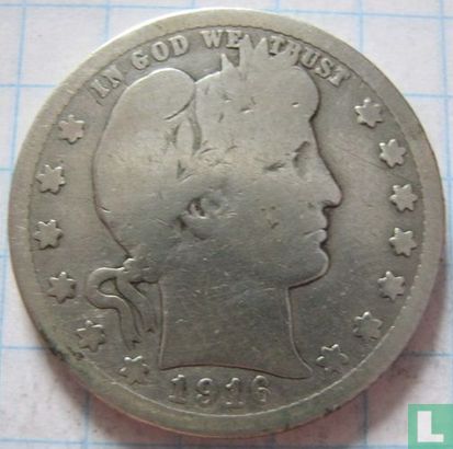 Verenigde Staten ¼ dollar 1916 (Barber quarter - zonder letter) - Afbeelding 1