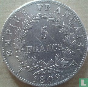 Frankrijk 5 francs 1809 (W) - Afbeelding 1