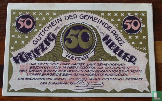 Parz 50 Heller 1920 - Afbeelding 1