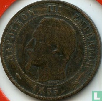 Frankrijk 10 centimes 1855 (W - hond) - Afbeelding 1