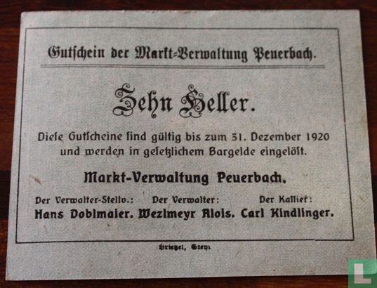 Peuerbach 10 Heller 1920 - Afbeelding 2