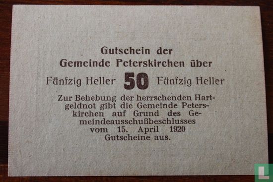 Peterskirchen 50 Heller 1920 - Image 2