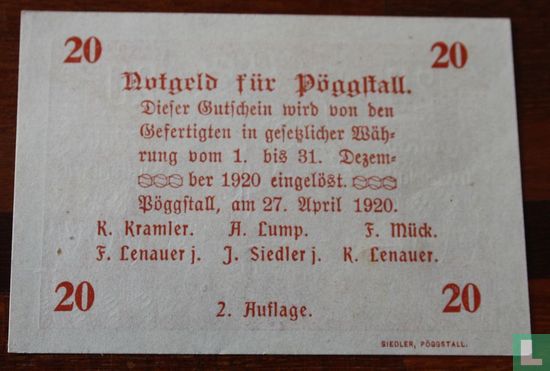 Pöggstall 20 Heller 1920 - Bild 2