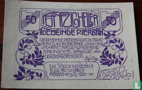 Pierbach 50 Heller 1920 - Image 1