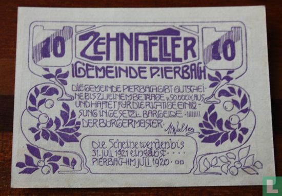 Pierbach 10 Heller 1920 - Image 1