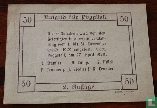 Pöggstall 50 Heller 1920 - Afbeelding 2
