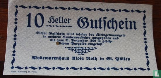 Sankt Pölten 10 Heller 1920 - Afbeelding 1