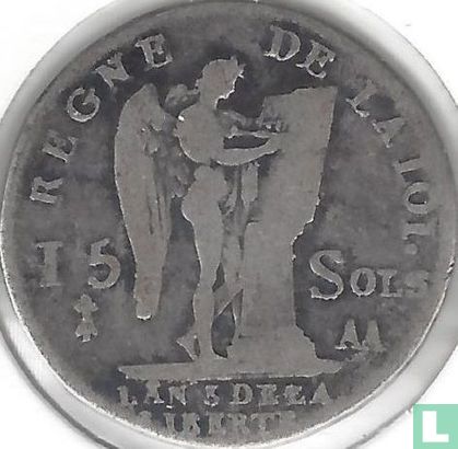 France 15 sols 1791 (AA) - Image 2