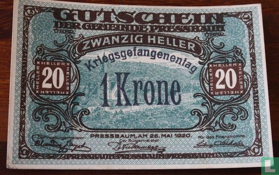 Pressbaum 1 Krone 1920 - Bild 1