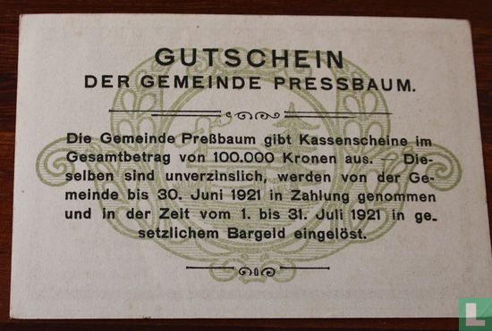Pressbaum 1 Krone 1920 - Image 2