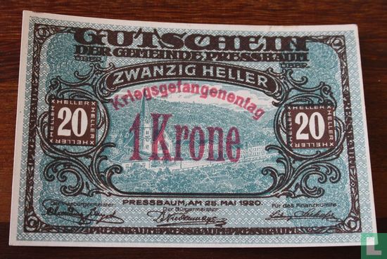 Pressbaum 1 Krone 1920 - Afbeelding 1