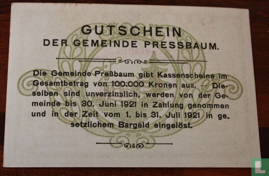 Pressbaum 1 Krone 1920 - Image 2