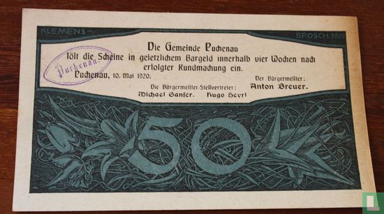 Puchenau 50 Heller 1920 - Afbeelding 1