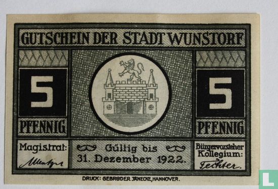 Wunstorf 5 Pfennig 1922 - Image 1