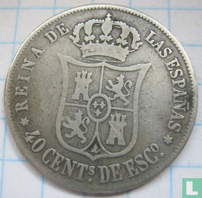 Spain 40 centimos de escudo 1865 (6-pointed star) - Image 2