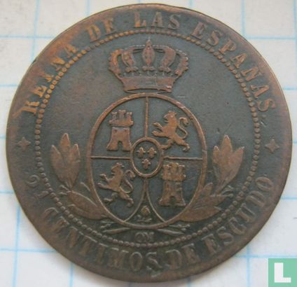 Espagne 2½ centimos de escudo 1867 (étoile à 4 pointes) - Image 2