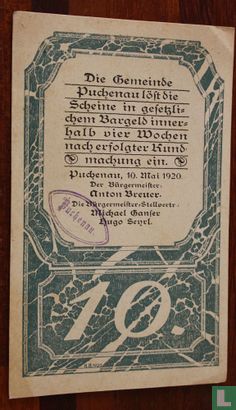 Puchenau 10 Heller 1920 - Afbeelding 1