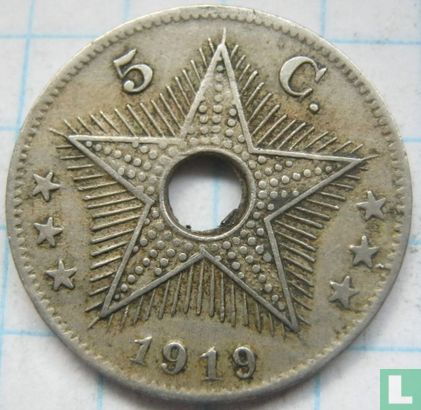 Belgian Congo 5 centimes 1919 (type 2) - Image 1