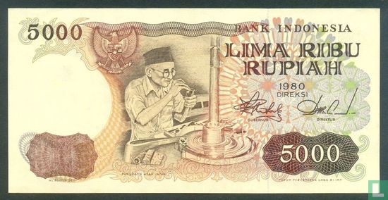 Indonésie 5.000 Rupiah 1980 (Replacement) - Image 1