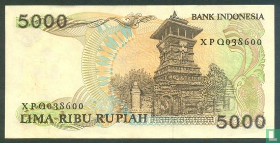 Indonesië 5.000 Rupiah 1986 (Replacement) - Afbeelding 2