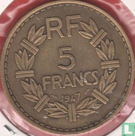 Frankreich 5 Franc 1947 (Aluminiumbronze) - Bild 1