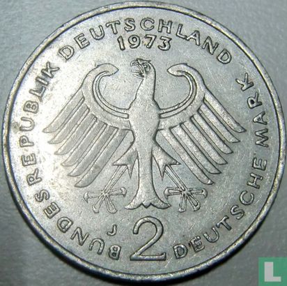 Germany 2 mark 1973 (J - Theodor Heuss) - Image 1