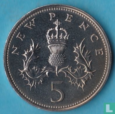 Royaume-Uni 5 new pence 1972 (BE) - Image 2