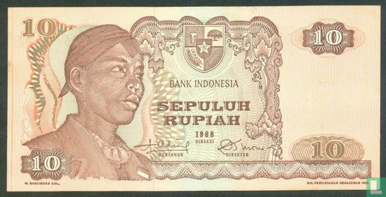 Indonesia 10 Rupiah 1968 (Replacement) - Image 1