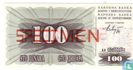 Bosnia and Herzegovina 100 Dinara 1992 (Specimen) - Image 1