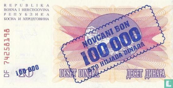 Bosnien und Herzegowina 100.000 Dinara 1993 (P34a) - Bild 2