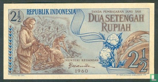 Indonesië 2½ Rupiah 1960 (Replacement) - Afbeelding 1