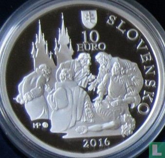 Slowakije 10 euro 2016 (PROOF) "450th anniversary of the birth of Ján Jessenius" - Afbeelding 1