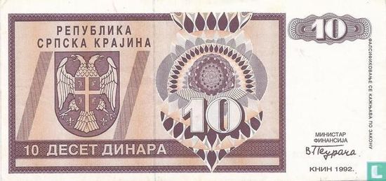Srpska Krajina 10 Dinara  1992 - Image 1