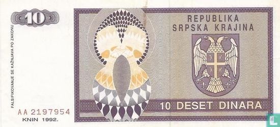 Srpska Krajina 10 Dinara  1992 - Afbeelding 2