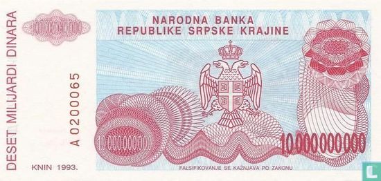 Srpska Krajina 10 Billion Dinara 1993 - Image 2