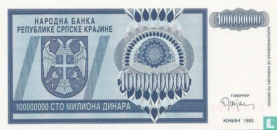 Srpska Krajina 100 Million Dinara 1993 - Image 1