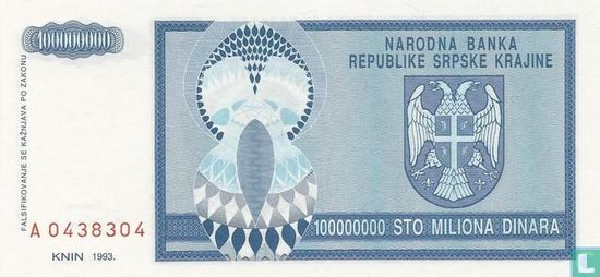 Srpska Krajina 100 Million Dinara 1993 - Image 2
