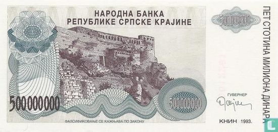 Srpska Krajina 500 Miljoen Dinara 1993 - Afbeelding 1