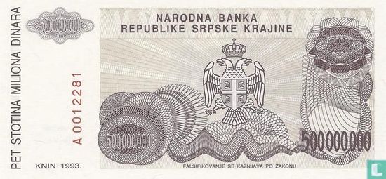 Srpska Krajina 500 Miljoen Dinara 1993 - Afbeelding 2