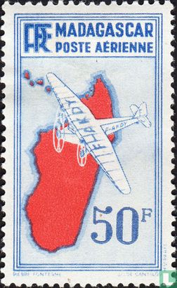 Vliegtuig boven landkaart