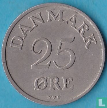 Danemark 25 øre 1954 (54 non centrée) - Image 2