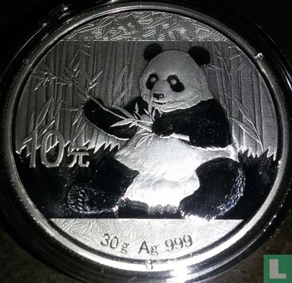 China 10 Yuan 2017 (Silber - ungefärbte) "Panda" - Bild 2