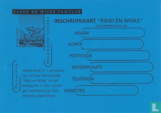 Inschrijfkaart "Rikki en Wiske" - Image 1
