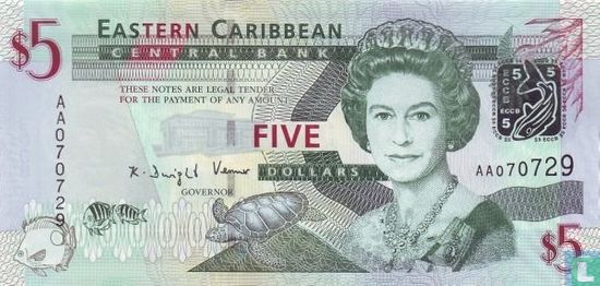 East Caribbean 5 Dollars  - Afbeelding 1