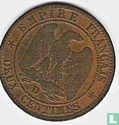 France 2 centimes 1855 (D - grand D et ancre et grand lion) - Image 2